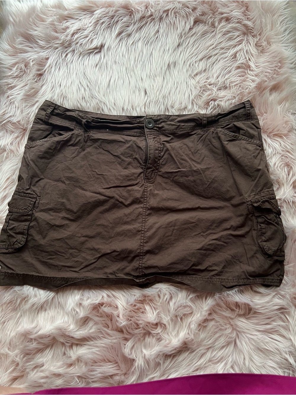Vintage 100% Cotton Brown A-Line Cargo Skort - Classic Everyday Style